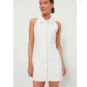 AEXAE Twill Vest Mini Button Dress in White